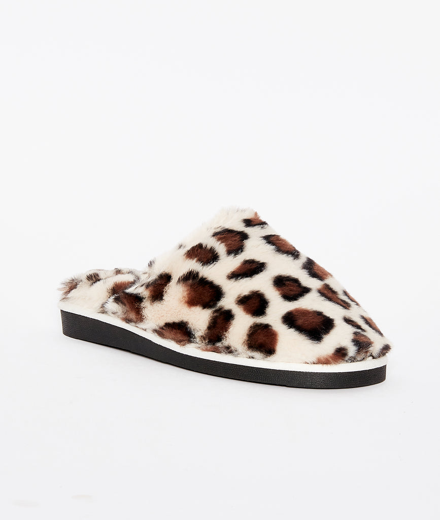 Comfy Slipper - White Leopard